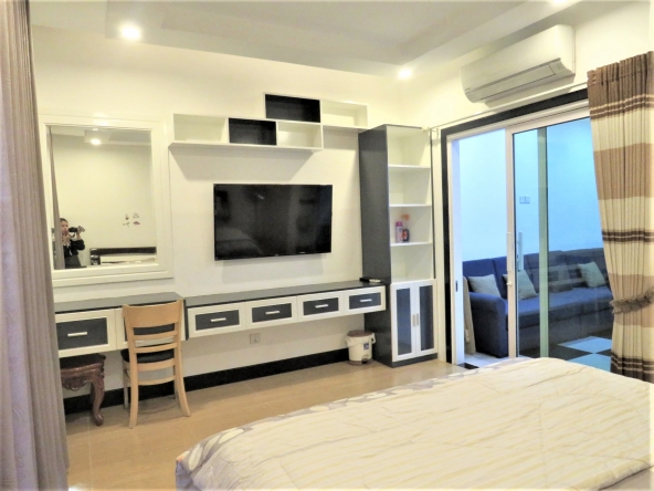 the living room of the well designed serviced condo for rent in TTP in Phnom Penh