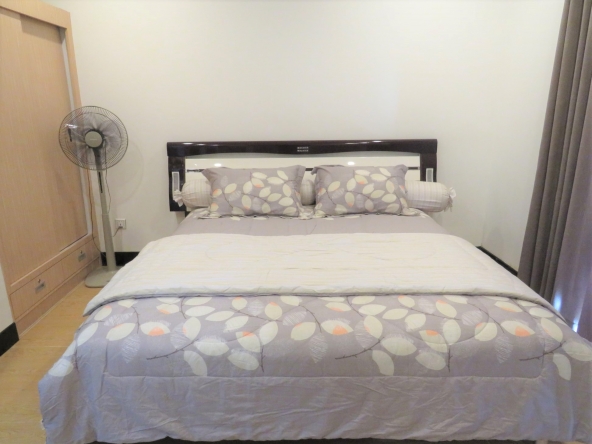 the bedroom of the well designed serviced condo for rent in TTP in Phnom Penh