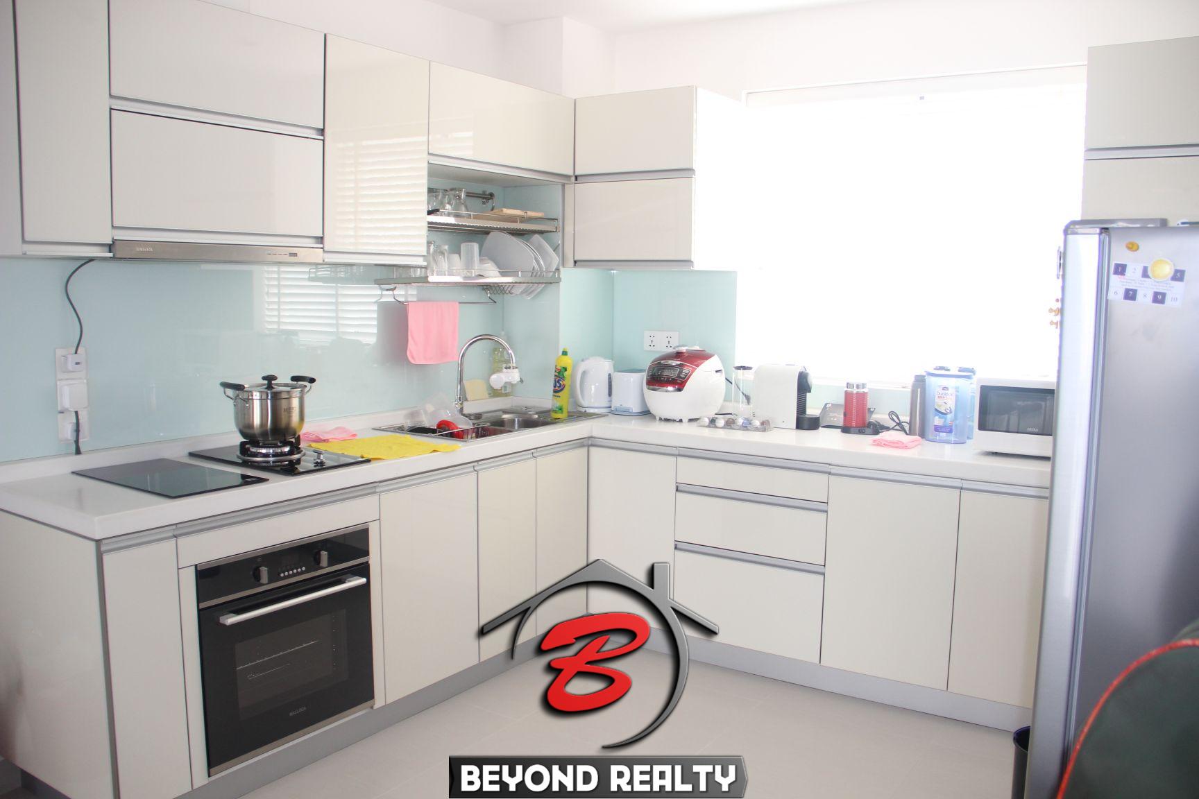 the kitchen of the 2-bedroom luxury serviced apartment for rent in BKK1 in Phnom Penh Cambodia