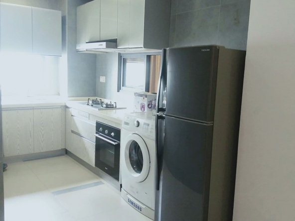 the kitchen of the 2-bedroom luxury serviced apartment for rent in BKK1 in Phnom Penh Cambodia