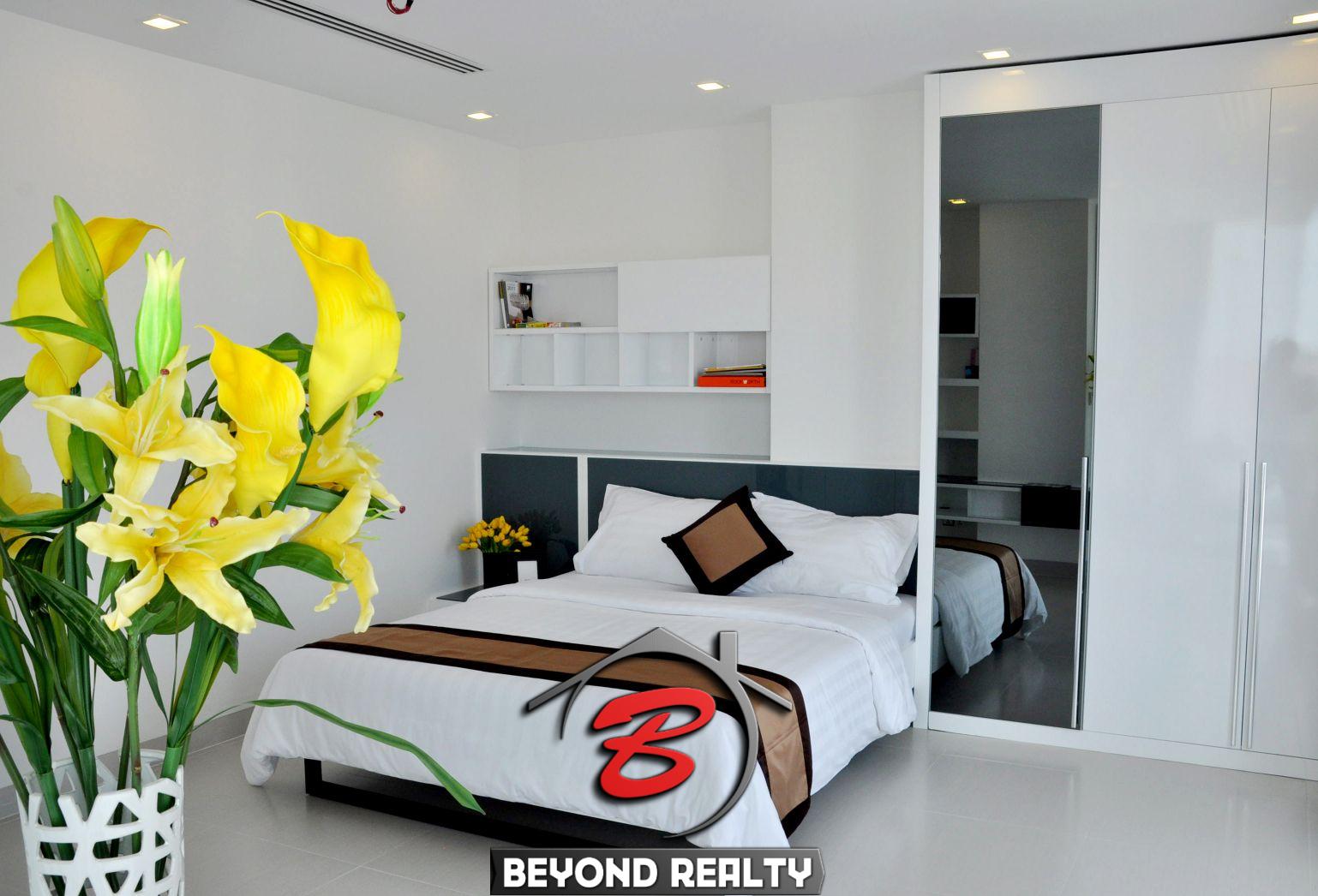 a bedroom of the 2-bedroom luxury serviced apartment for rent in BKK1 in Phnom Penh Cambodia