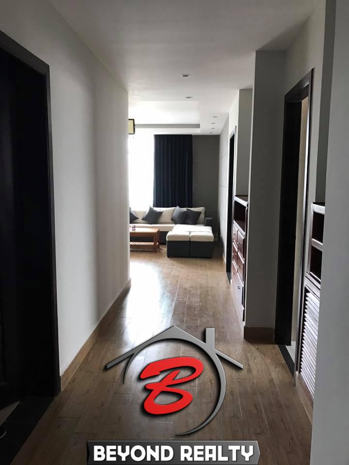 the corridor of the 3-bedroom luxury spacious serviced apartment for rent in BKK1 in Phnom Penh Cambodia