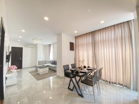 the living room of the luxury serviced condo for rent in Sangkat Srah Chak in Daun Penh in Phnom Penh Cambodia