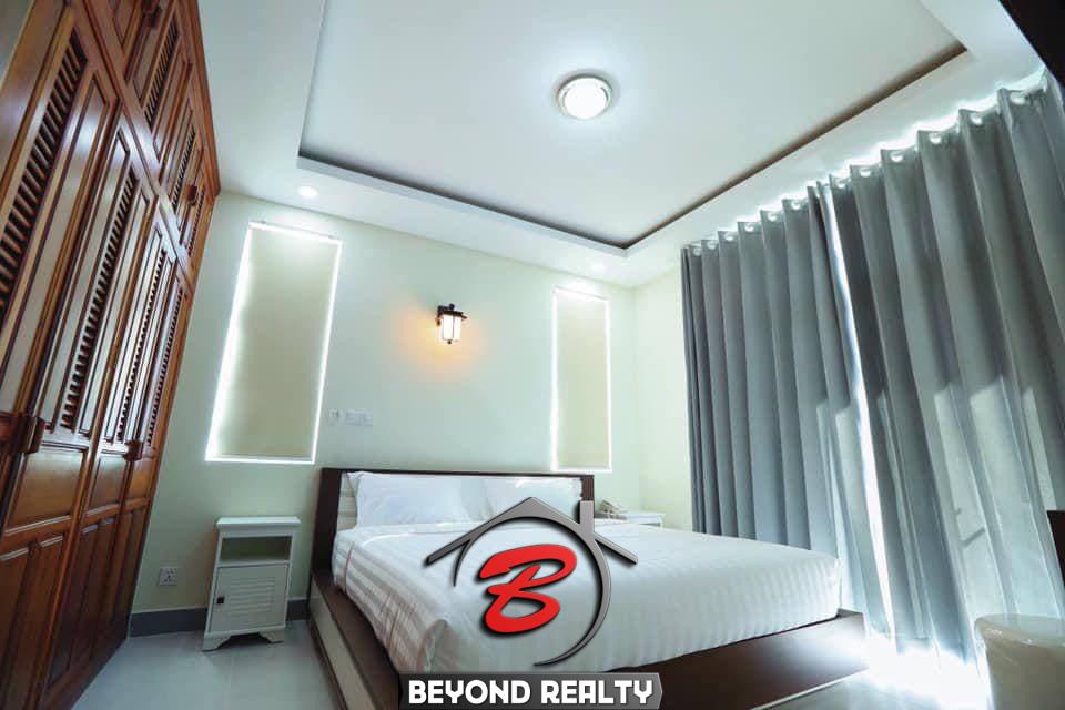 a bedroom fo the 2br serviced apartment for rent in Boeung Trabek in Chamkar Mon Phnom Penh Cambodia
