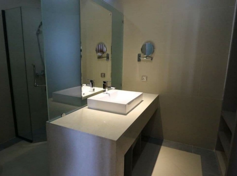 a bathroom of the 3-bedroom luxury serviced apartment for rent in BKK1 in Phnom Penh Cambodia