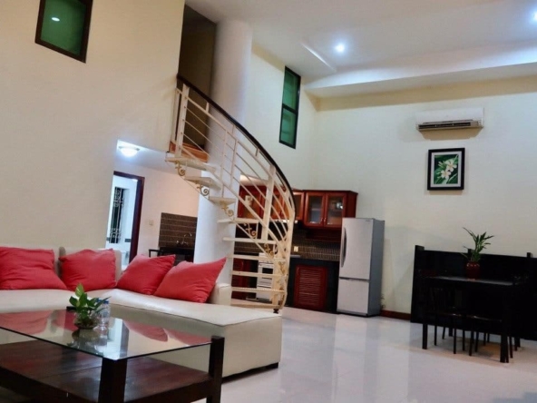 the living room of the 3-bedroom serviced apartment for rent near Wat Phnom in Daun penh in Phnom Penh Cambodia