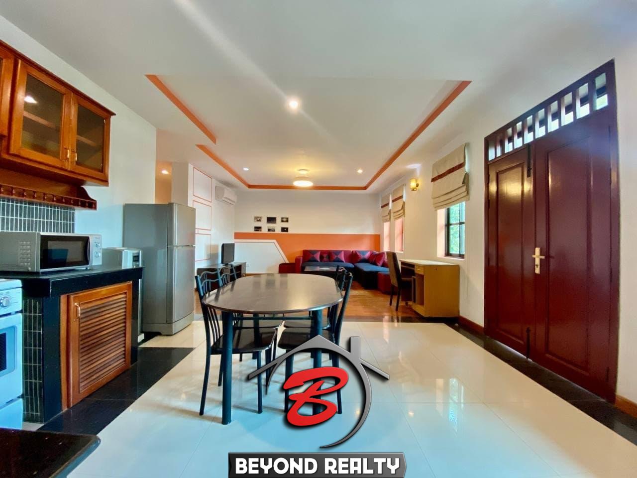 the living room of the 3-bedroom serviced flat for rent near Wat Phnom in Daun penh in Phnom Penh Cambodia