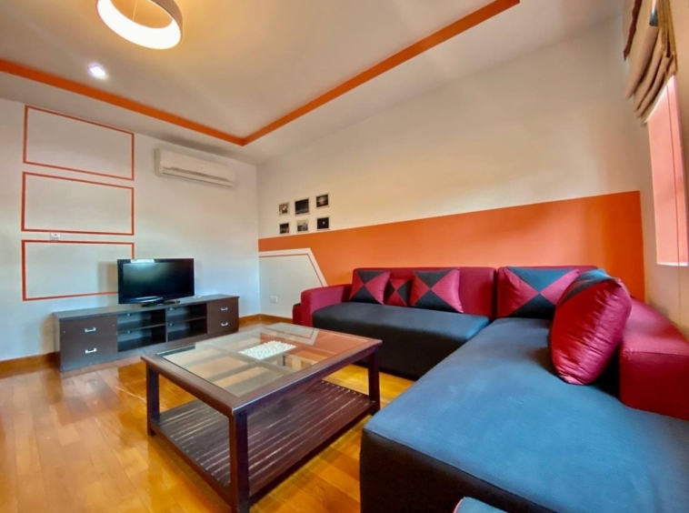 the living room of the 3-bedroom serviced flat for rent near Wat Phnom in Daun penh in Phnom Penh Cambodia