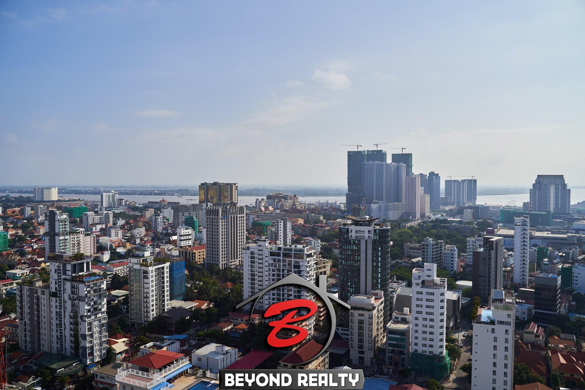 a view from the luxury serviced apartment for rent in BKK1 in Phnom Penh Cambodia