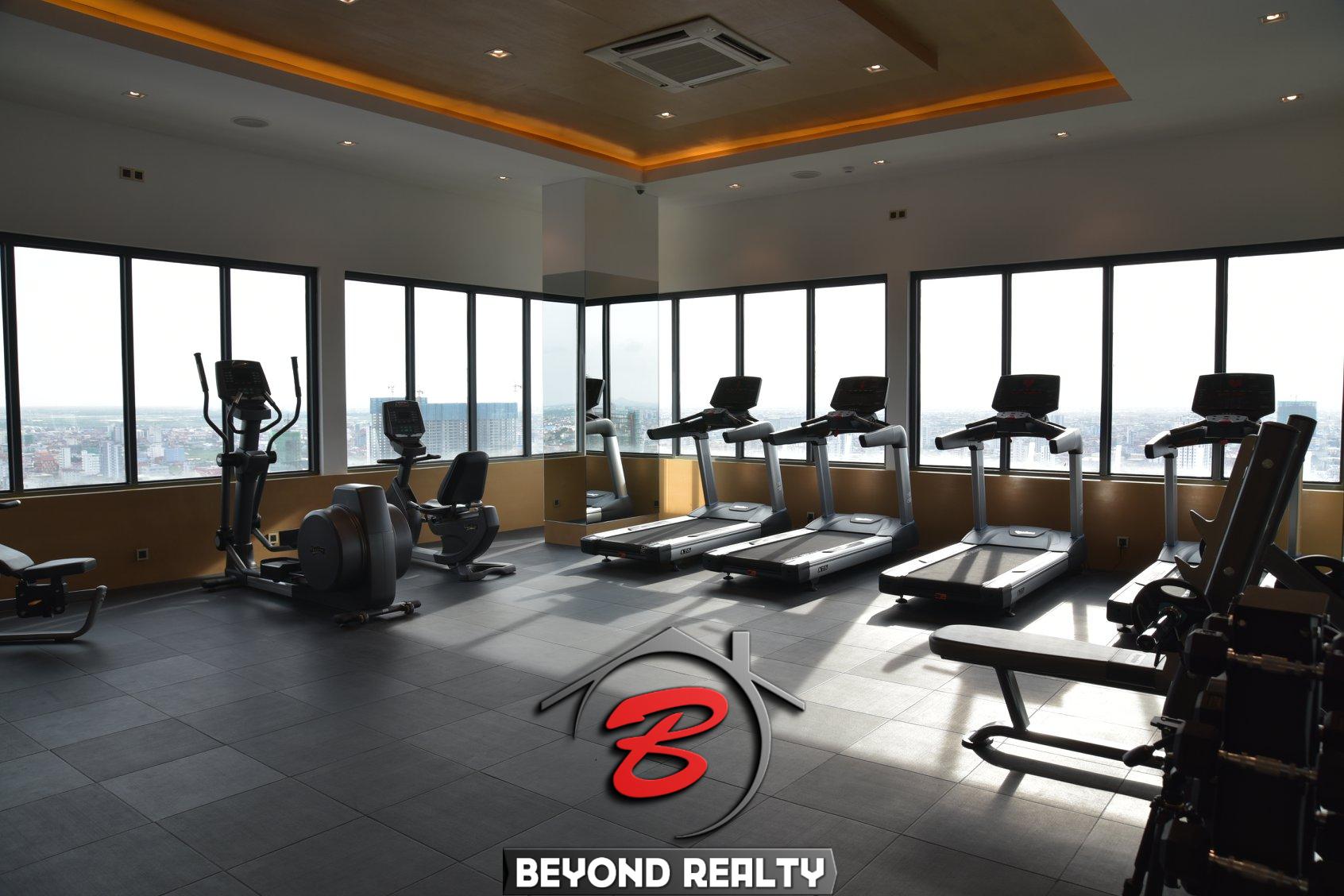 the gym of the luxury serviced apartment for rent in BKK1 in Phnom Penh Cambodia