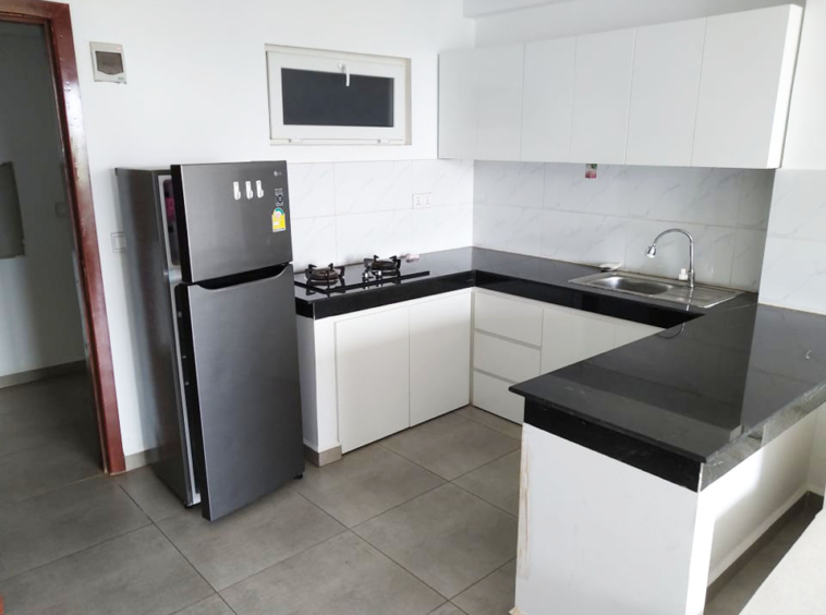 the kitchen of the 1-bedroom condo for rent in Sangkat 4 in Sihanoukville