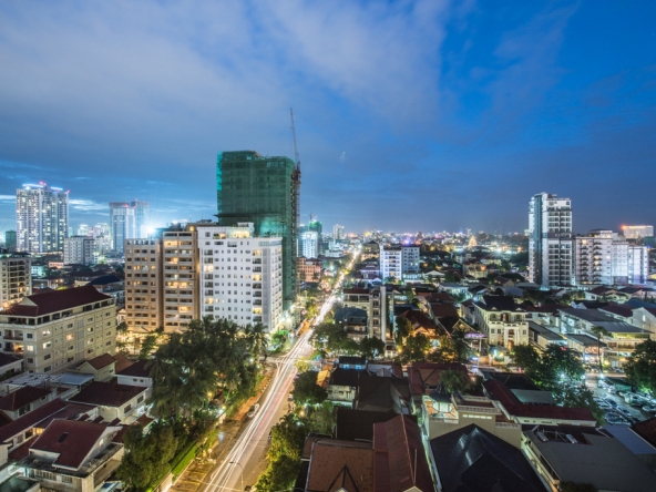 a view from the luxury serviced apartment for rent in BKK1 in Phnom Penh