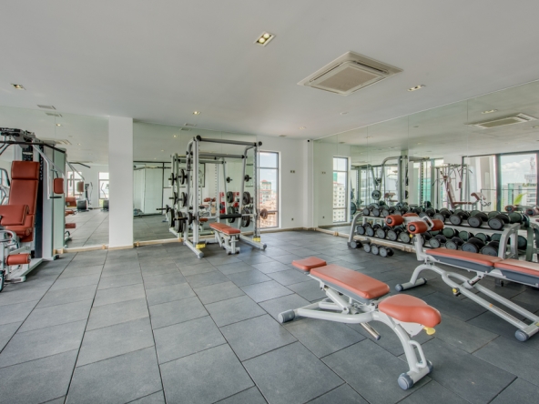 the gym of the luxury serviced apartment for rent in BKK1 in Phnom Penh
