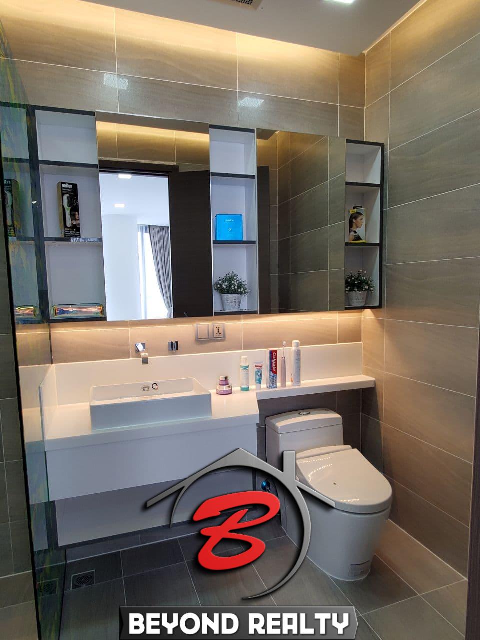 a bathroom of the 3-bedroom luxury serviced apartment for rent in BKK1 in Phnom Penh Cambodia