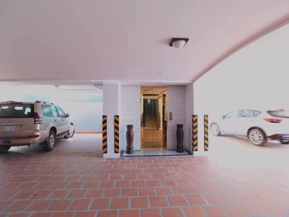car parking area of the serviced apartment for rent in Boeung Trabek in Chamkar Mon Phnom Penh Cambodia