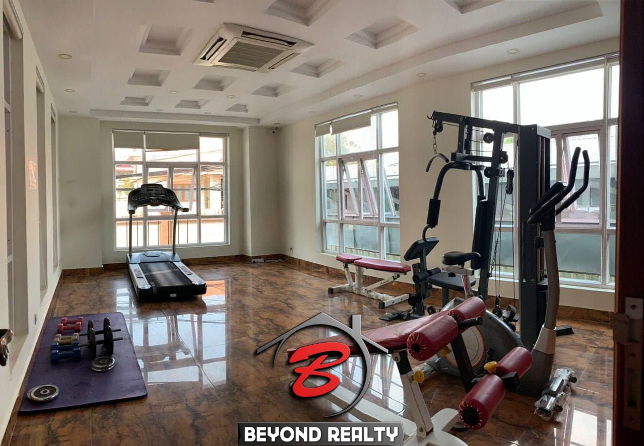 the gym of the serviced apartment for rent in Boeung Trabek in Chamkar Mon Phnom Penh Cambodia