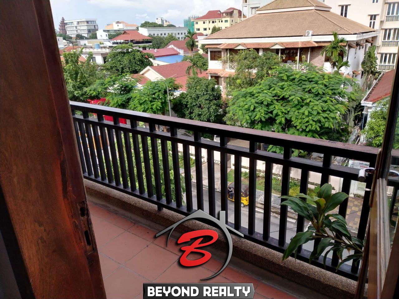 the balcony of the serviced apartment for rent in BKK1 Phnom Penh Cambodia