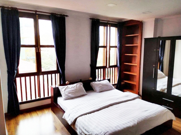 a bedroom of the serviced apartment for rent in BKK1 Phnom Penh Cambodia