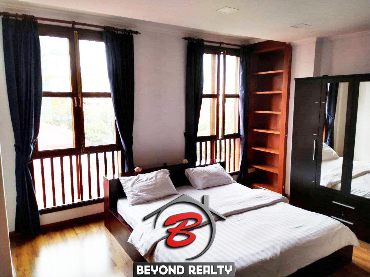 a bedroom of the serviced apartment for rent in BKK1 Phnom Penh Cambodia