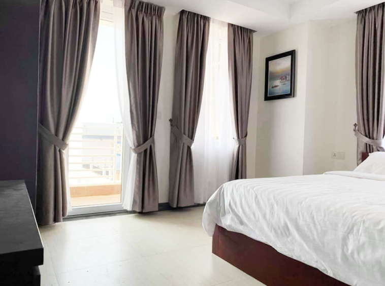 the bedroom of the serviced apartment for rent in Toul Tom Poung in Phnom Penh