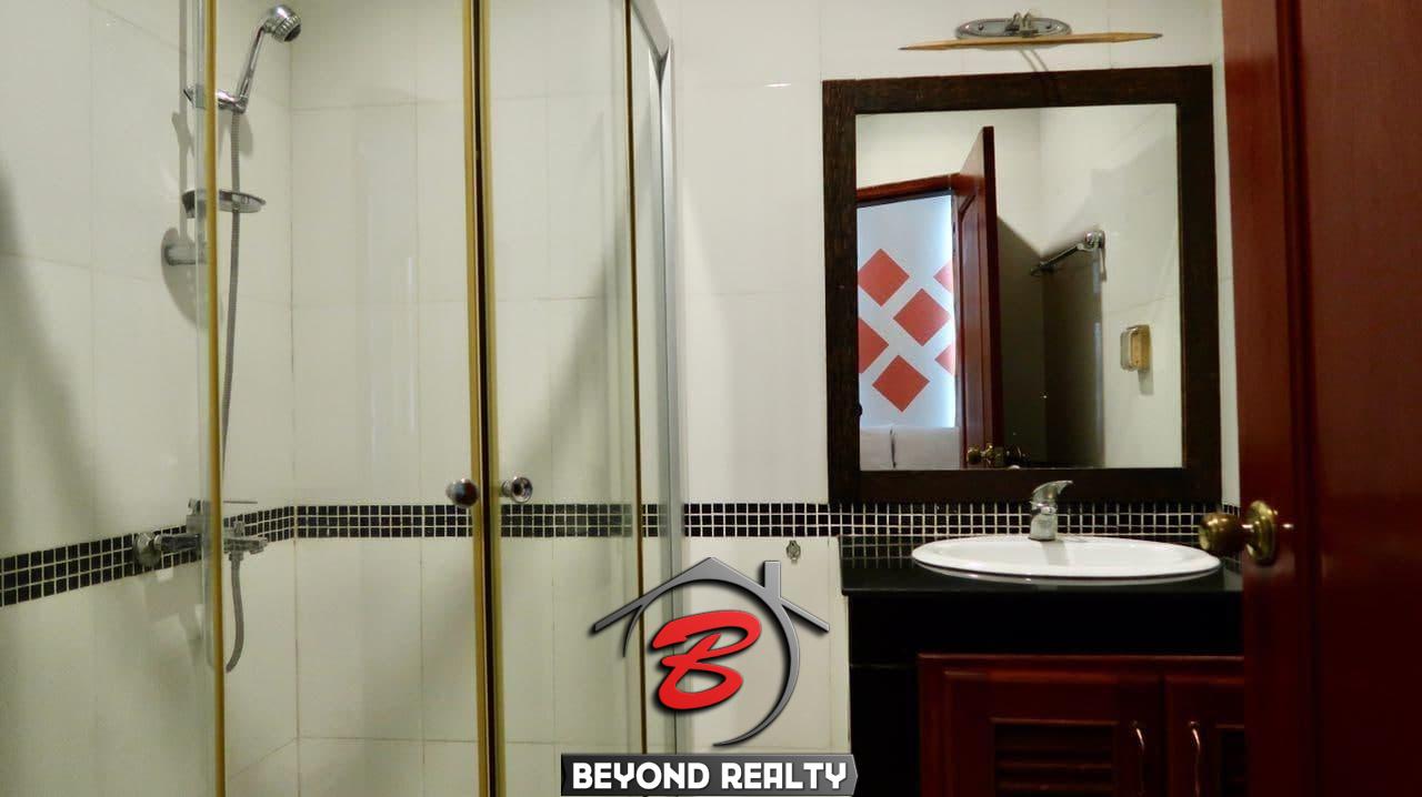a bathroom of the the 2-bedroom serviced apartment for rent near Wat Phnom in Daun penh in Phnom Penh Cambodia