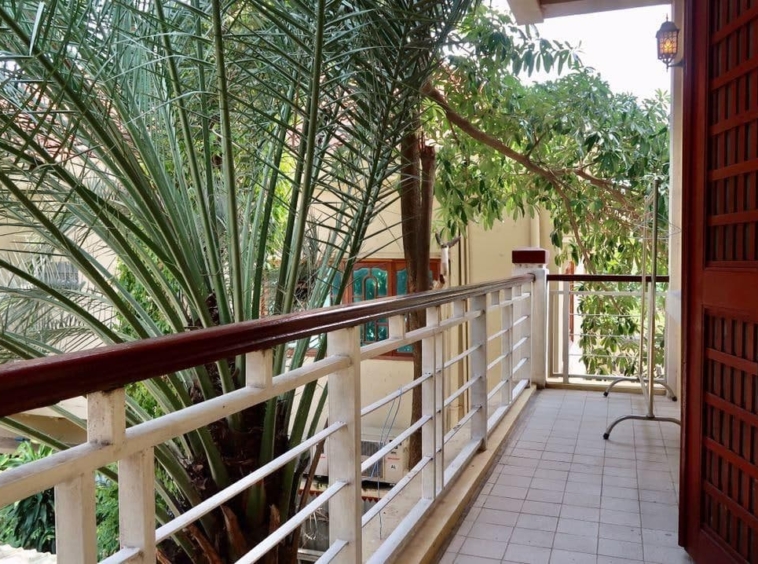 the balcony of the the 2-bedroom serviced apartment for rent near Wat Phnom in Daun penh in Phnom Penh Cambodia