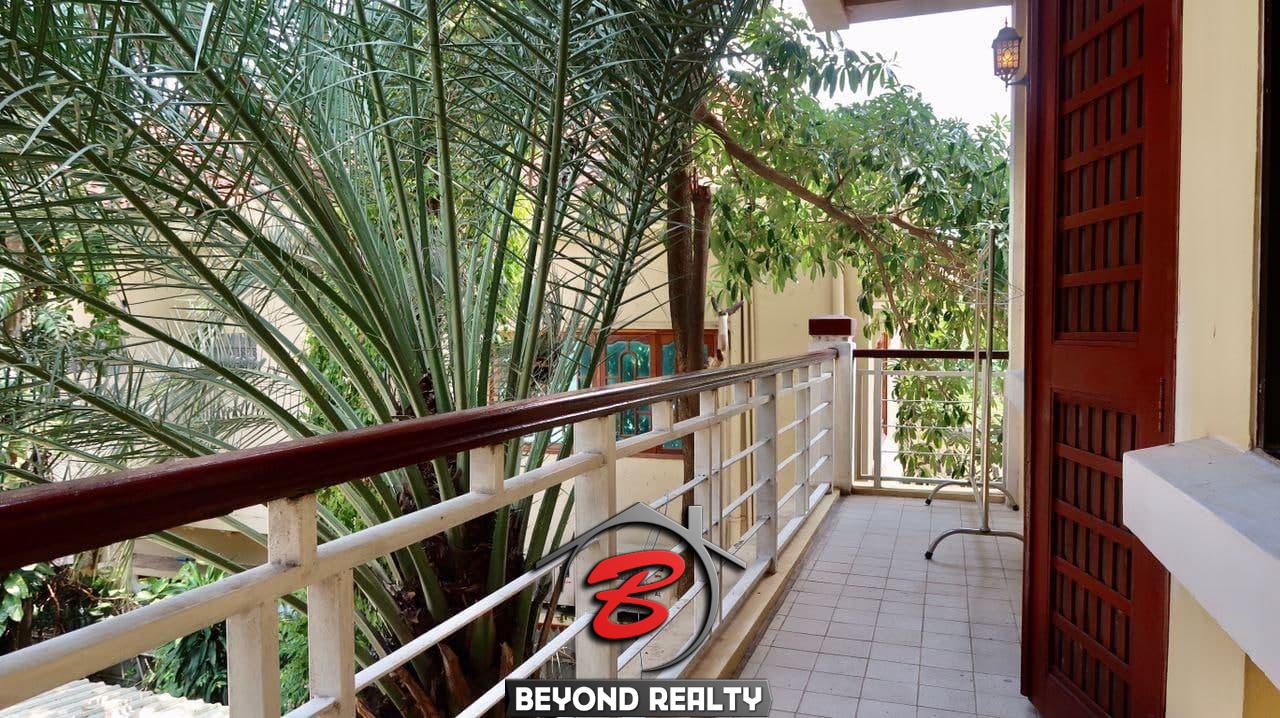 the balcony of the the 2-bedroom serviced apartment for rent near Wat Phnom in Daun penh in Phnom Penh Cambodia