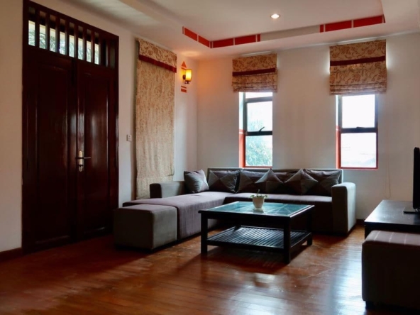 the living room of the 2-bedroom serviced apartment for rent near Wat Phnom in Daun penh in Phnom Penh Cambodia