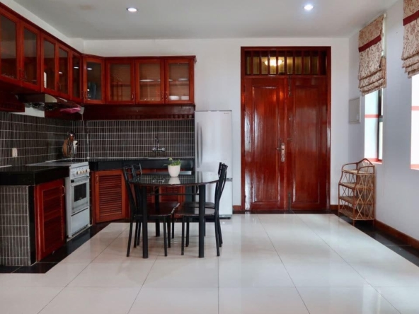 the kitchen of the the 2-bedroom serviced apartment for rent near Wat Phnom in Daun penh in Phnom Penh Cambodia