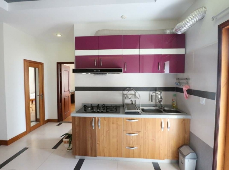 the kitchen of the luxurious serviced apartment for rent in BKK1 in Phnom Penh Cambodia