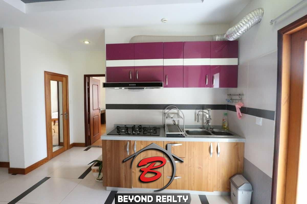 the kitchen of the luxurious serviced apartment for rent in BKK1 in Phnom Penh Cambodia