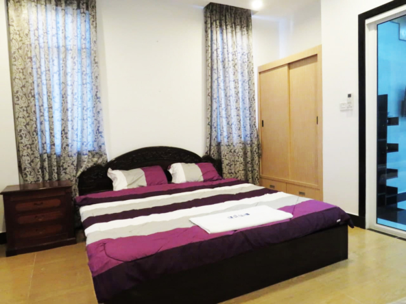 the bedroom of the 1-bedroom condo for sale in Russian Market Toul Tom Poung Phnom Penh Cambodia