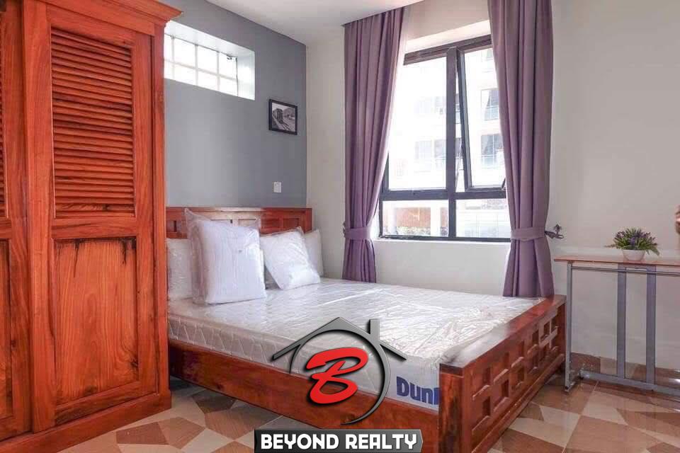 a bedroom of the 2br serviced apartment for rent in BKK3 in Phnom Penh Cambodia