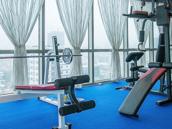 the gym of the luxury serviced apartment for rent in BKK1 Phnom Penh Cambodia