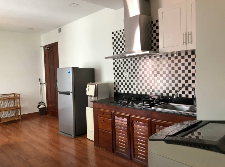 the kitchen of the 1br apartment for rent in Tonle Bassac Phnom Penh Cambodia
