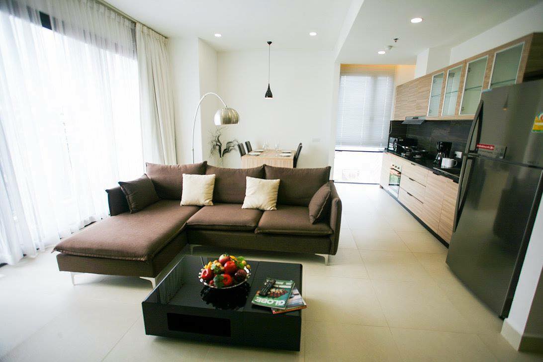 the living room of the 1br condo unit at Aura Condominium condo unit for sale (resale) in Daun Penh Phnom Penh riverside