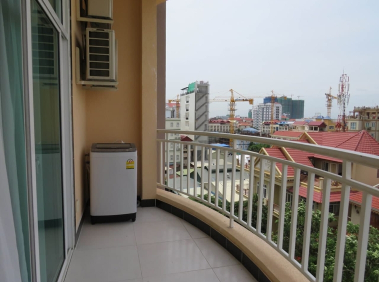 the balcony of the 1br flat for rent in Toul Tom Poung Russian Market Phnom Penh Cambodia
