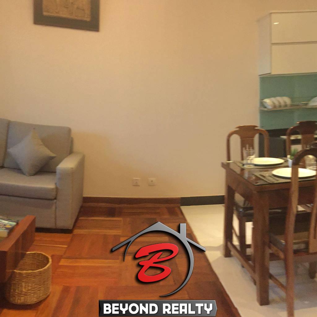 the living room of the 1br luxury serviced apartment for rent in BKK1 Phnom Penh Cambodia