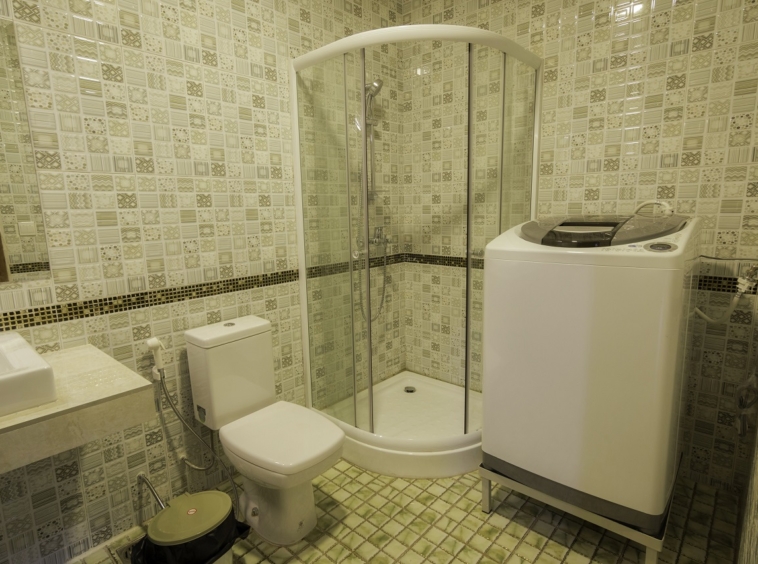 the bathroom of the 1br serviced apartment for rent in Toul Tom Poung Russian Market Phnom Penh