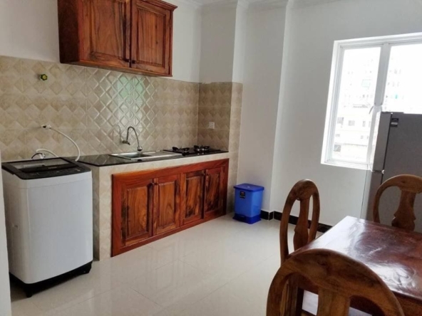 the kitchen of the 1br serviced flat for rent in Toul Tom Poung Phnom Penh Cambodia