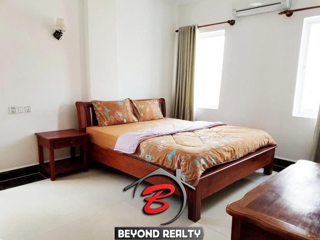 the bedroom of the 1br serviced flat for rent in Toul Tom Poung Phnom Penh Cambodia
