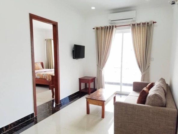 the living room of the 1br serviced flat for rent in Toul Tom Poung Phnom Penh Cambodia