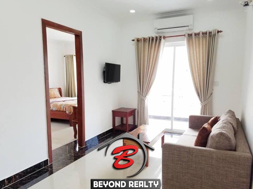 the living room of the 1br serviced flat for rent in Toul Tom Poung Phnom Penh Cambodia