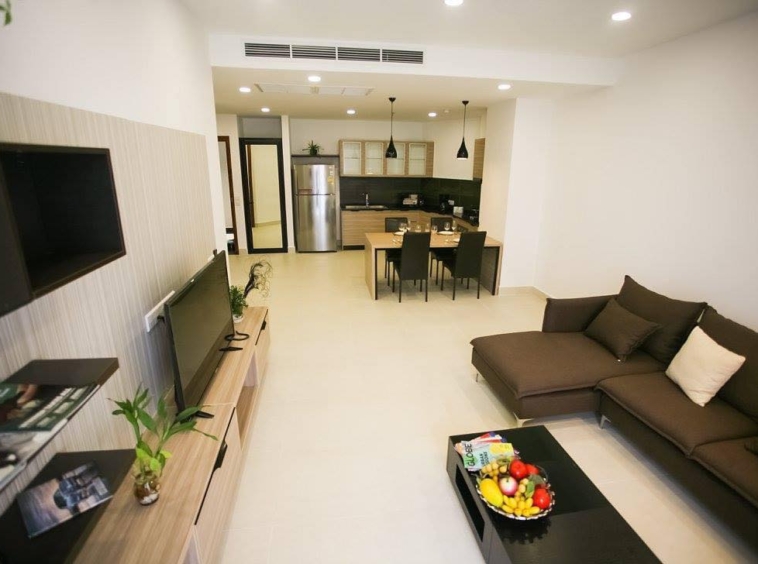 the living room of the 1br spacious luxury condo for sale (resale) at Aura Condominium in Daun Penh Phnom Penh Cambodia