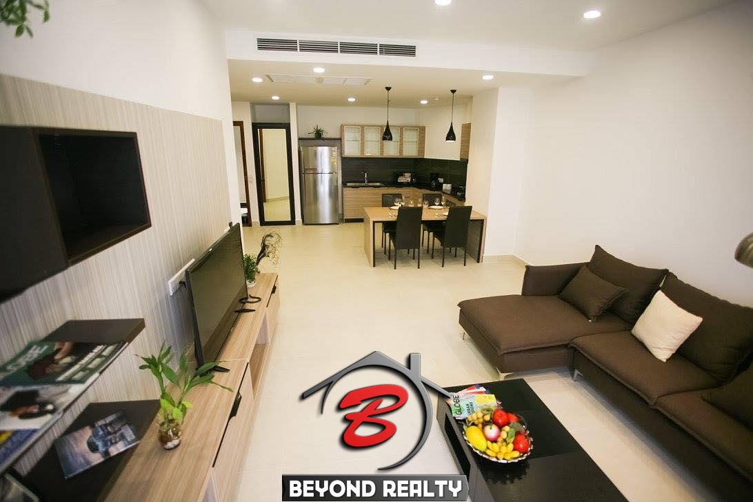 the living room of the 1br spacious luxury condo for sale (resale) at Aura Condominium in Daun Penh Phnom Penh Cambodia