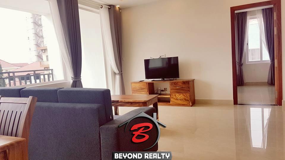 the living room of the 2-bedroom spacious serviced apartment rental in Toul Tom Poung (11)
