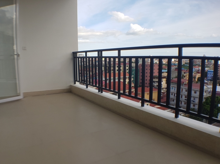 the balcony of the 2-bedroom spacious serviced apartment rental in Toul Tom Poung