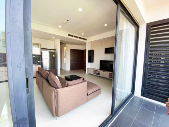 the living room of the 2br 107 sqm luxury condo for sale at Aura Condominium in Daun Penh Phnom Penh Cambodia