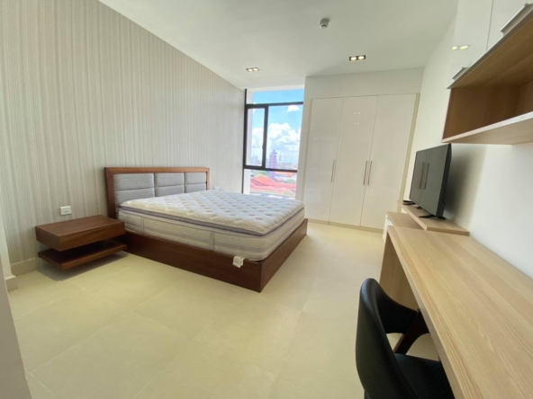 a bedroom of the 2br 107 sqm luxury condo for sale at Aura Condominium in Daun Penh Phnom Penh Cambodia