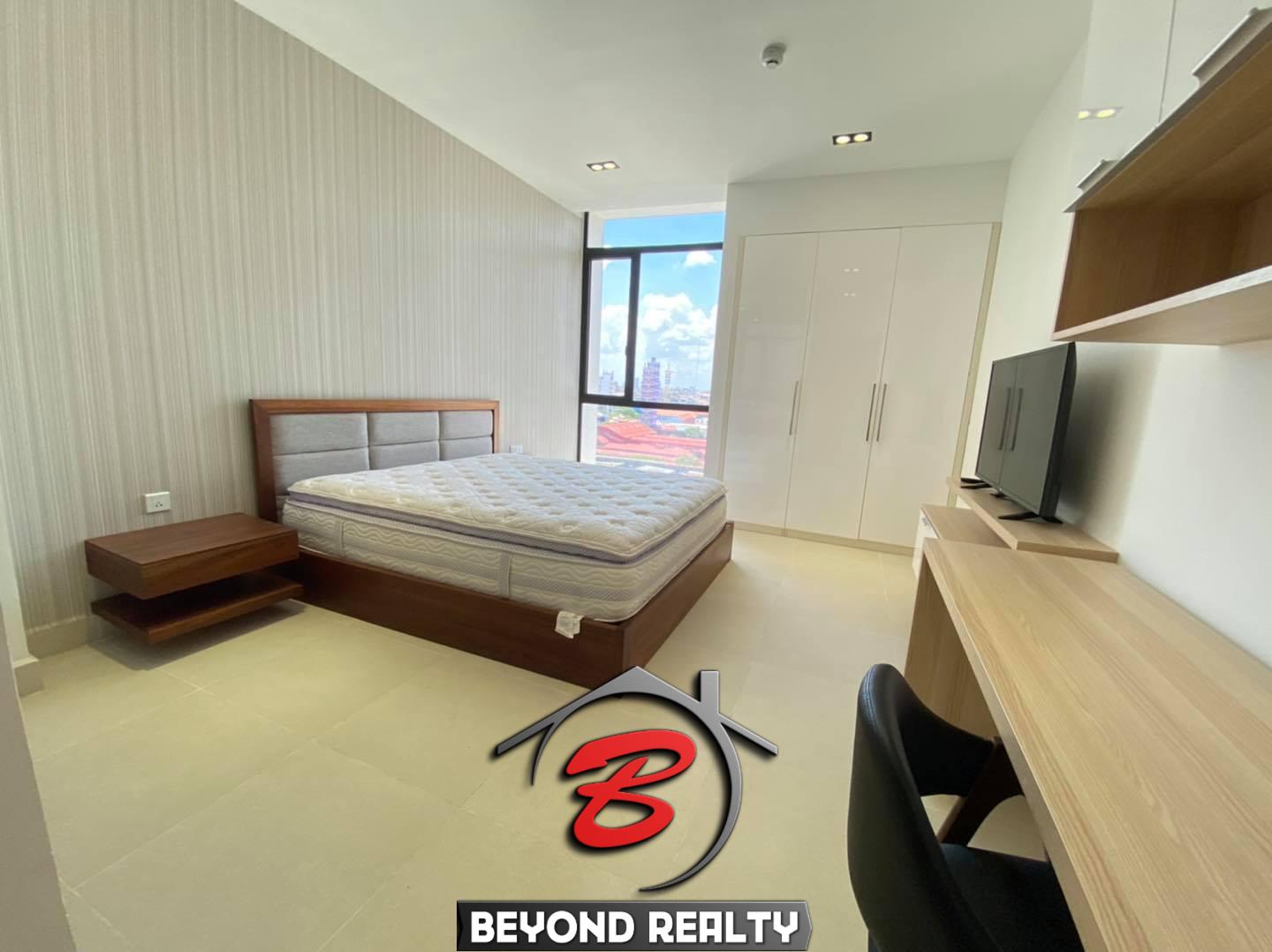 a bedroom of the 2br 107 sqm luxury condo for sale at Aura Condominium in Daun Penh Phnom Penh Cambodia